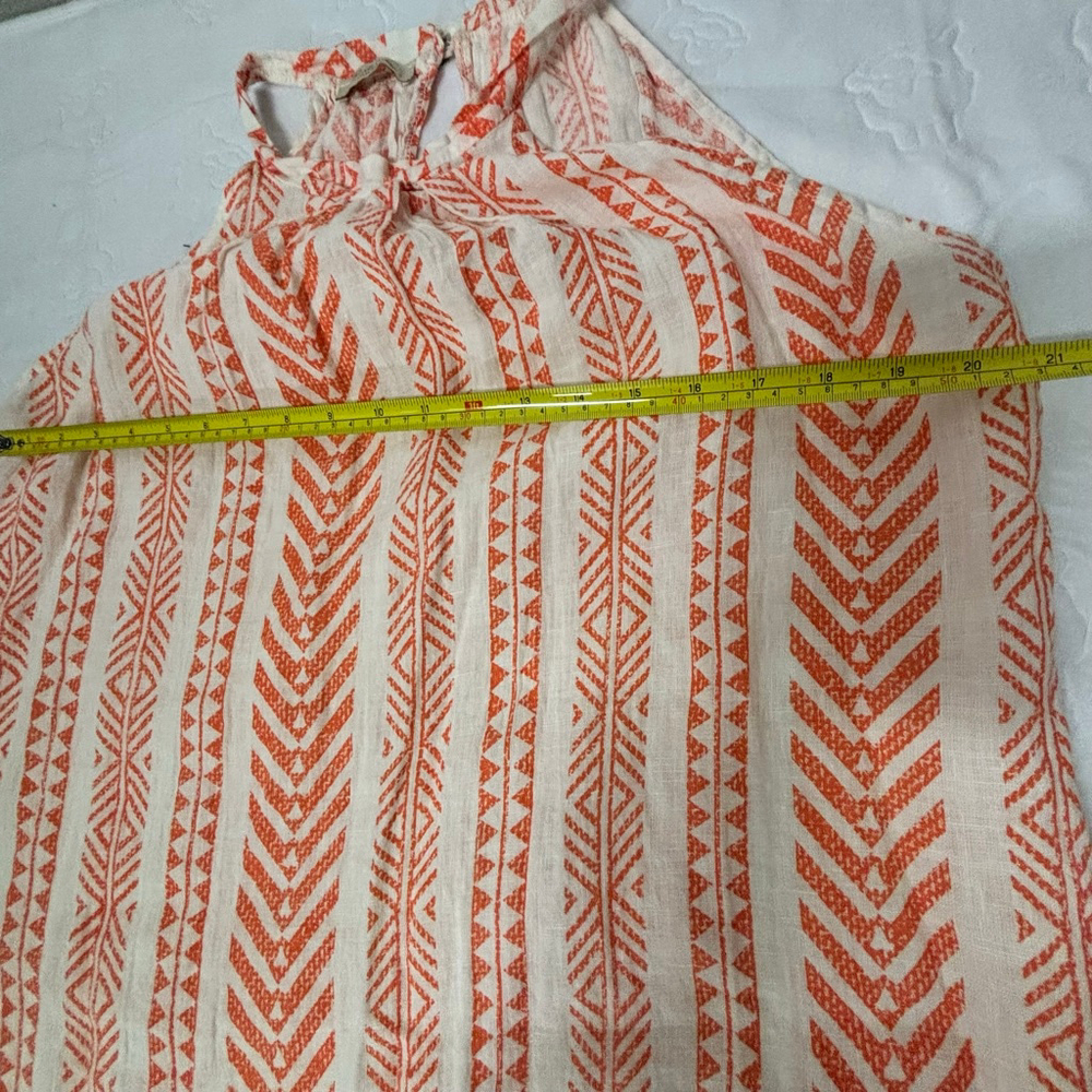 Made in Italy Bellambra Linen Halter Dress L Aztec design, vacation dress - Picture 7 of 8